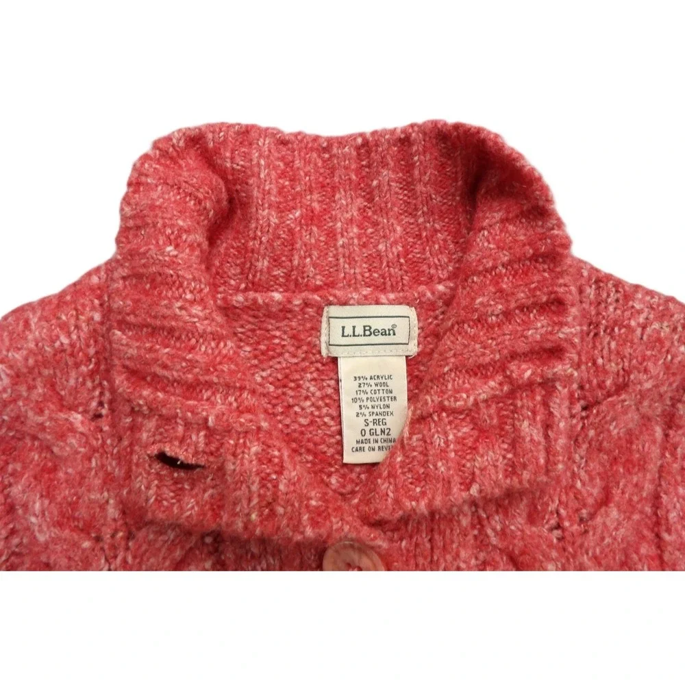 LL Bean Wool Blend Sweater Vest Women S Pink Cable Knit Button Mock Neck Classic